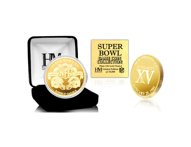 Super Bowl XV NFL Gold Flip Coin (39mm) - Gold