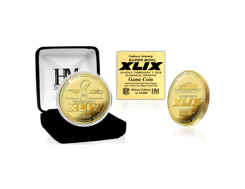 Super Bowl XLIX NFL Gold Flip Coin (39mm) - Gold