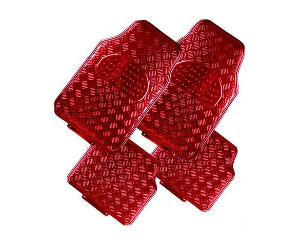 Venom 4-Piece Car Mat - Red [Rubber/Aluminium Look]