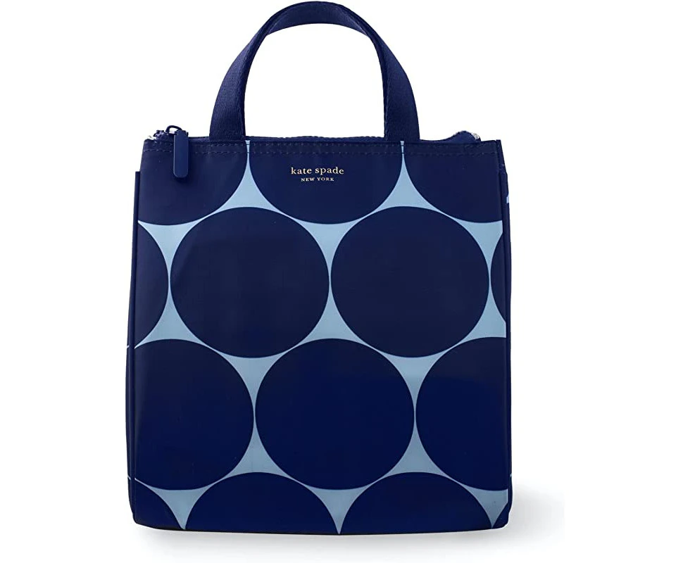 (Joy Dot) - Kate Spade New York Blue Portable Soft Cooler Lunch Bag, Thermal Tote with Silver Insulated Interior Lining and Storage Pocket, Joy Dot