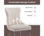 2x Velvet Dining Chairs Tufted Wingback- Beige