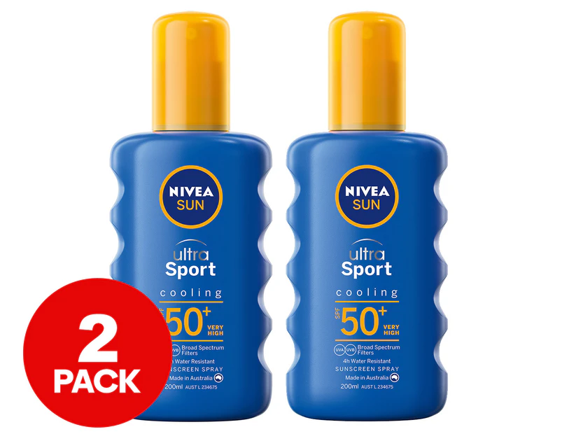 2 x Nivea Sun Ultra Sport Cooling Sunscreen Spray SPF50+ 200mL