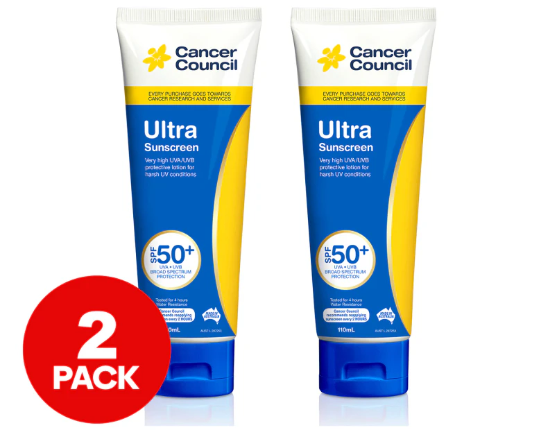 2 x Cancer Council Ultra Sunscreen SPF 50+ 110mL