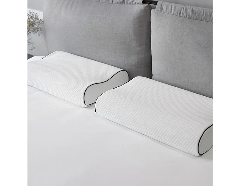 Justlinen Memory Foam Pillow 2 Pcs for Neck Pain Relief with Washable Pillowcase-White