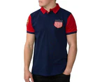 Retro USA Rugby Shirt Polo Heritage Style - Navy/Red