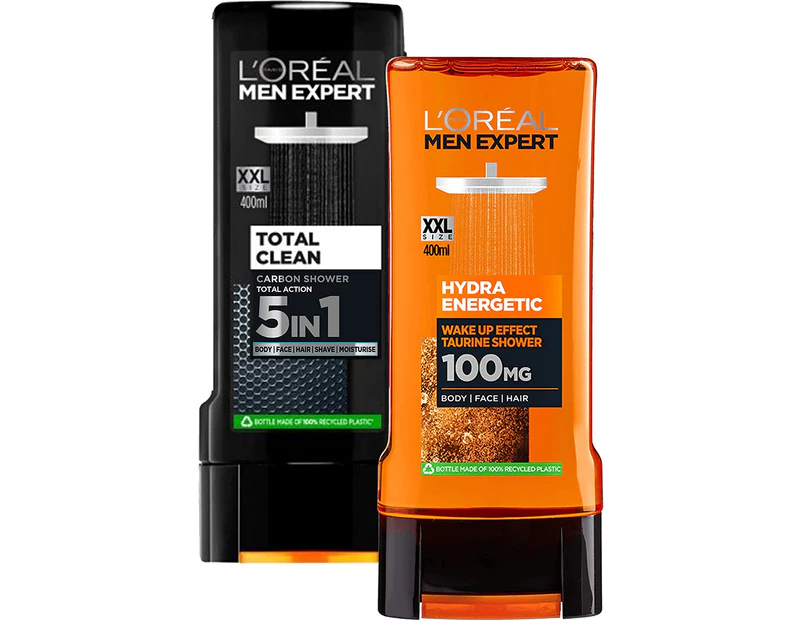 L'Oréal Men Expert 400ml shower Gel 2 Pack (Total Clean + Hydra Energetic)