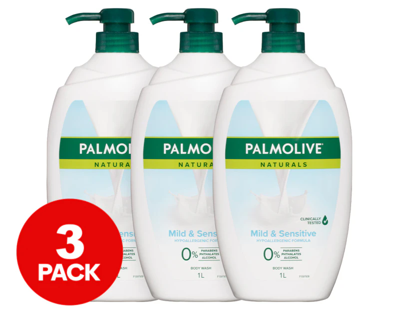 3 x Palmolive Naturals Mild & Sensitive Body Wash 1L