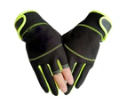 3 Fingers Cut Fishing Gloves Anti-slip Waterproof Skidproof Sun Protection - Black Green