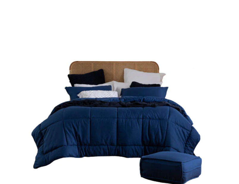 Essentials Microfibre Comforter Set - Navy