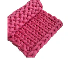 Super Warm Chunky Weave Knitted Blanket - Mei Red