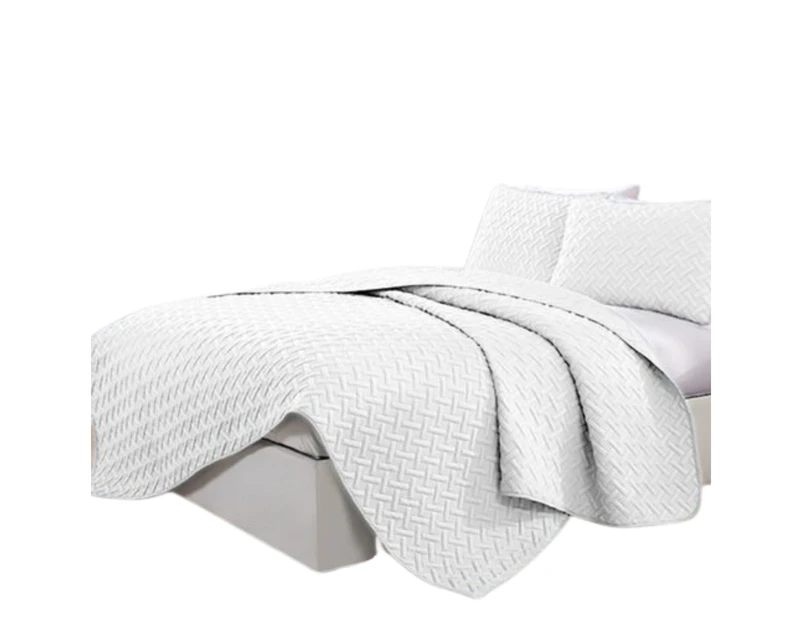3 Piece Chic Embossed Comforter Set - White
