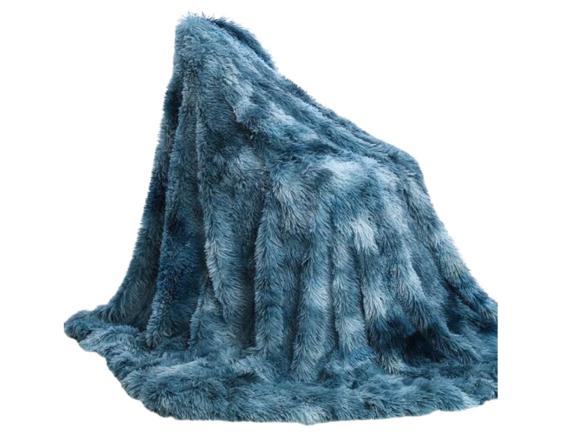 Reversible Long Pile Plush Sherpa Blanket Faux Fur Soft Warm Shaggy Throw Rug - Design 1153