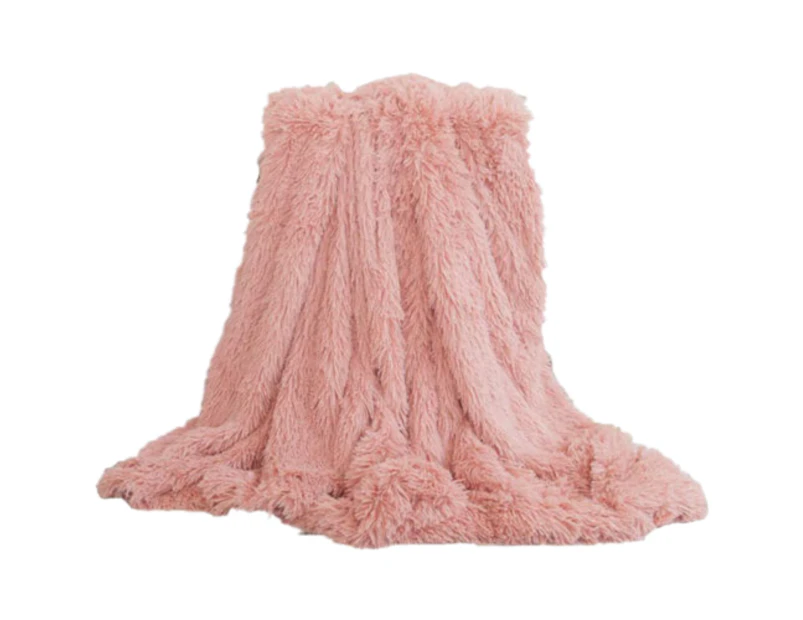Reversible Long Pile Plush Sherpa Blanket Faux Fur Soft Warm Shaggy Throw Rug - Design 1097