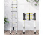 Advwin 2.6m Telescopic Ladder Portable Extension Aluminum Telescoping Ladder for Household and Outdoor Working Silver