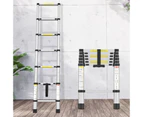 Advwin 2m Telescopic Ladder Portable Extension Aluminum Telescoping Ladder for Household and Outdoor Working Silver