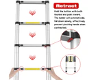 Advwin 2.6m Telescopic Ladder Portable Extension Aluminum Telescoping Ladder for Household and Outdoor Working Silver
