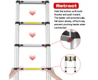 Advwin 2m Telescopic Ladder Portable Extension Aluminum Telescoping Ladder for Household and Outdoor Working Silver