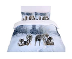 All Size Bed Quilt Doona Cover Set - Snow Wolf Family