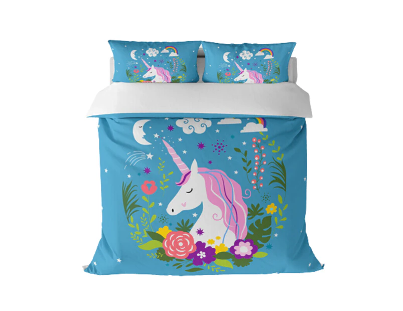 All Size Bed Ultra Soft Quilt Duvet Doona Cover Set Pillowcases Bedding - Unicorn