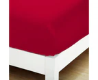 1000TC Wrap Around Elastic Fitted Sheet Set Double Queen King Super King Size Bed - Red