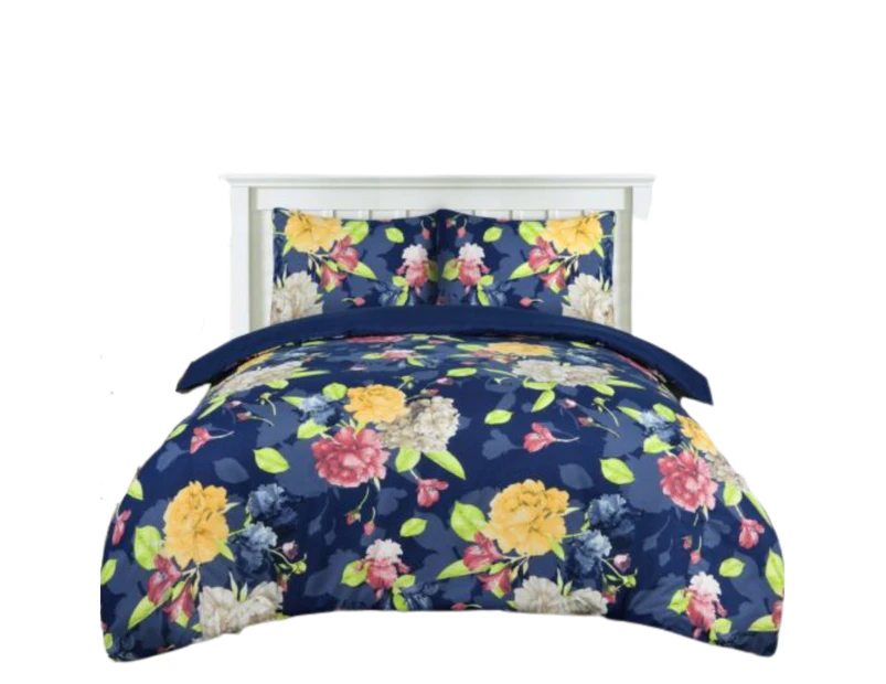 Quilt Cover Set Queen Cotton Doona Covers King Size Single Double Floral Duvet - Summer Bloom