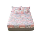 Ultra Soft Floral Deep Fitted Sheet Queen King Size Pillow Cases Bedding - Geometry Pink