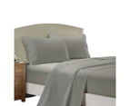 2000TC Egyptian Cotton Bed Flat Fitted Sheet Set Single Double Queen King Size - Silver
