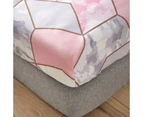Ultra Soft Floral Deep Fitted Sheet Queen King Size Pillow Cases Bedding - Geometry Pink