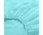 1000TC Wrap Around Elastic Fitted Sheet Set Double Queen King Super King Size Bed - Aqua