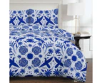 Quilt Cover Set Queen Cotton Doona Covers King Size Single Floral Duvet - Spring Time Blue