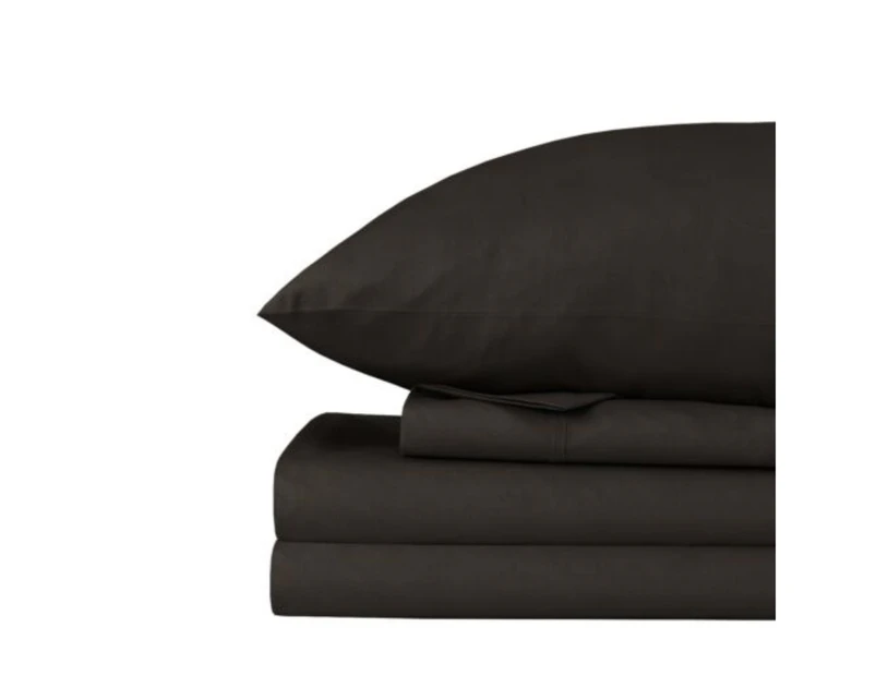 2000TC 4PCS Bed Sheet Set Single Double Queen King Fitted Pillowcases - Black
