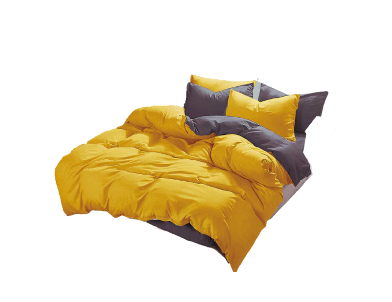 Reversible 1000TC Duvet Doona Quilt Cover Set Queen King Super King Size - Yellow and Grey