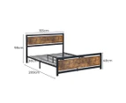 Levede Industrial Metal Queen Bed Frame Rustic Brown