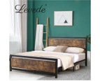 Levede Industrial Metal Queen Bed Frame Rustic Brown