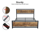 Levede Industrial Metal Queen Bed Frame Rustic Brown