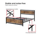 Levede Metal Bed Frame Mattress Base Platform Wooden Industrial  Double Rustic - Brown
