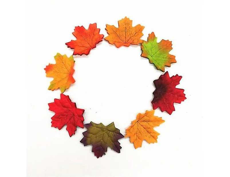 100 Pcs Artificial Maple Leaves For Natural Autumn Decorations - 13 Random Colors