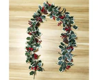 Crown Of Christmas, Garland Of Artificial Berries And Rattan Pine Cones, Green Leaves, Fall Decor - Type 18 (200cm)