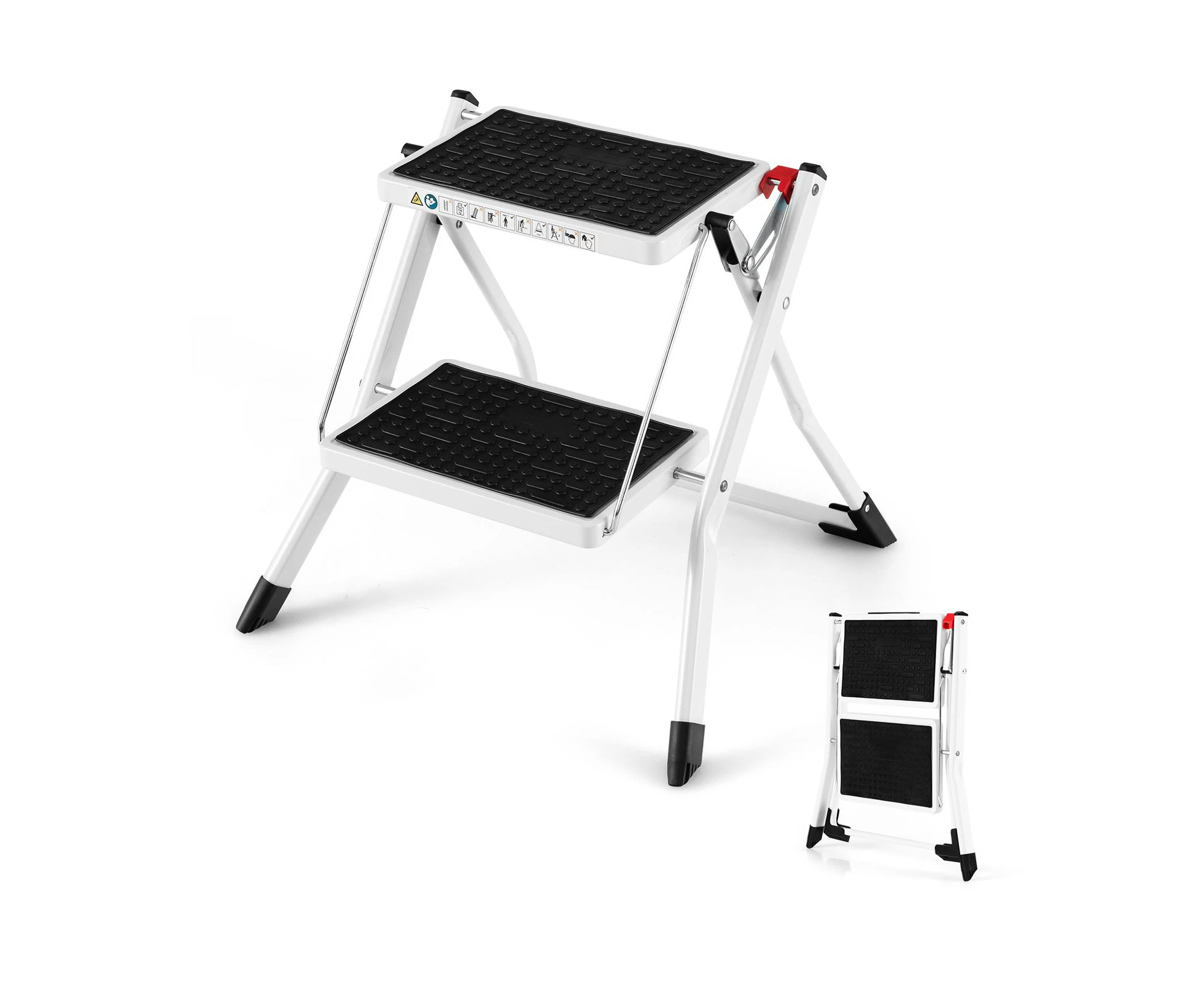 Costway 2-Step Folding Ladder Portable Step Stool Ladders Lightweight Stepladder Household Kitchen w/Anti-slip Pedal