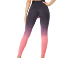 Sport Legging High Waist Super Stretchy Contrast Color Women Yoga Workout Pants for Fitness-Black - Black
