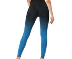 Sport Legging High Waist Super Stretchy Contrast Color Women Yoga Workout Pants for Fitness-Blue - Blue