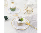 72 x HEAVY DUTY SMALL WHITE PLATES w/ GOLD RIM LINING 19cm Luxury Parties Decor