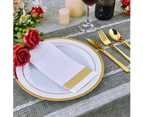 144 x HEAVY DUTY LARGE WHITE PLATES w/ GOLD RIM LINING 26cm Luxury Dinner Decor Party Ware Reusable