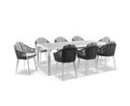 Outdoor Southport Outdoor 2.17M Aluminium And Ceramic Table With 8 Alpine Rope Chair - Outdoor Dining Settings - Frost White