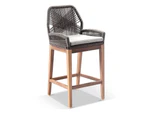 Outdoor Darcey Outdoor Teak And Rope Bar Stool - Outdoor Teak Chairs - Cream