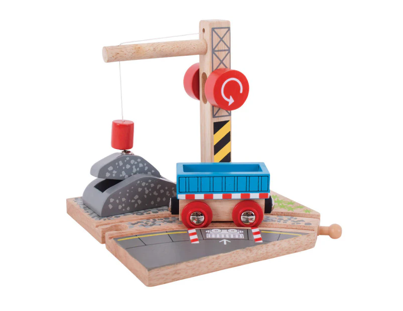 Bigjigs Rail Gravel Wooden Crane for Wooden Train Sets - Quality Bigjigs Train Accessories, Compatible with other Major Wooden Railway Brands