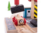 Bigjigs Rail Coal Canal Docks Wooden Train Track Accessories - Bigjigs Train Accessories for Kids Train Sets with Working Wooden Crane , Trains for Kids