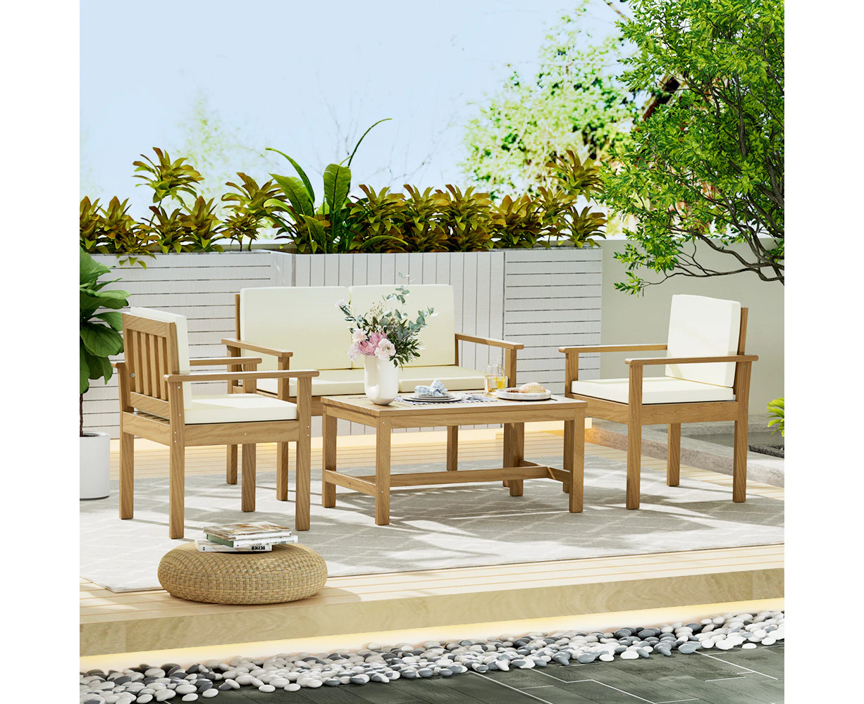 Gardeon 4-Piece Outdoor Sofa Set Wooden Couch Lounge Setting