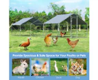 Costway 3x8x1.95m Chicken Coop Large Cage Run Walk-In Pet House Rabbit Hutch w/2 Roof Cover, Outdoor Yard Farm