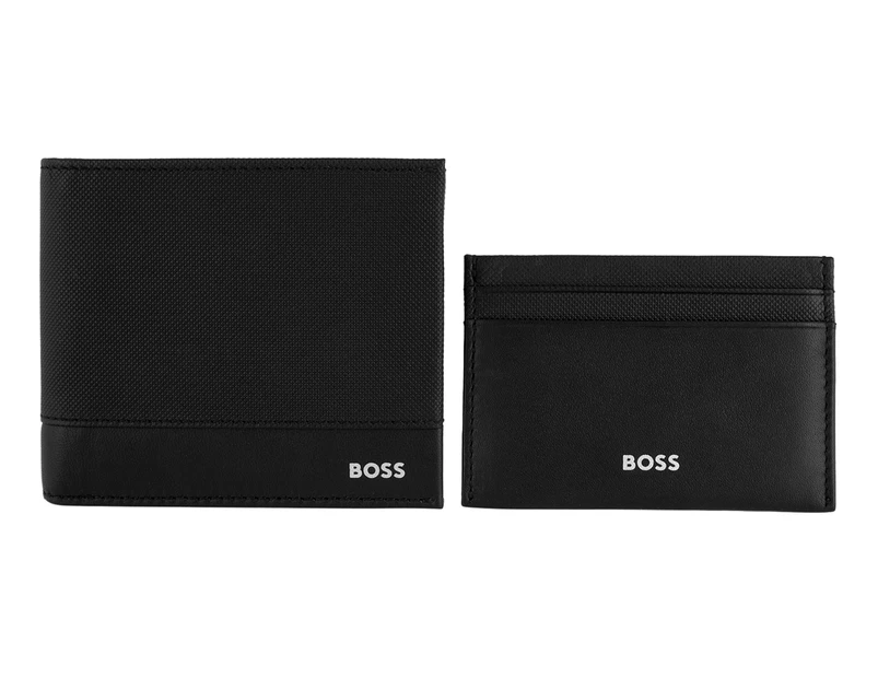 Hugo Boss 2-Piece Matte Bifold & Card Wallet Gift Set - Black